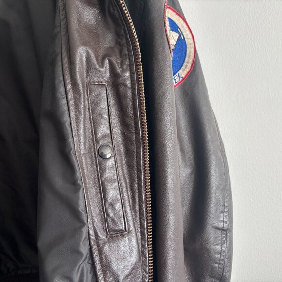 Excelled Brown Leather Aviator Bomber G-1 Jacket- Sherpa Collar, Patches -XL-XXL - Picture 5 of 15